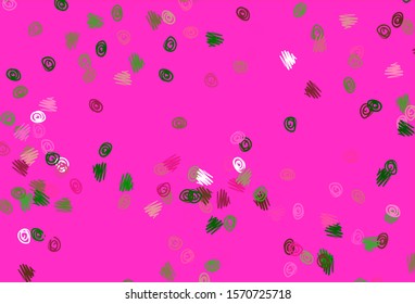 Light Pink, Green vector background with bubbles. Glitter abstract illustration with blurred drops of rain. Pattern for beautiful websites.