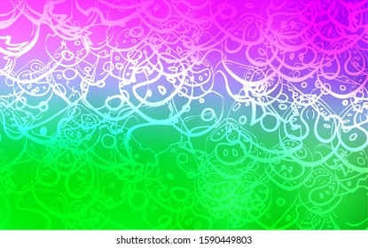 Light Pink, Green vector background with tasty food. Illustration with set of fresh food in doodle style. Pattern for ad, booklets, leaflets of restaurants.