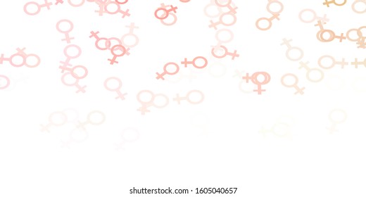 Light Pink, Green vector background with woman symbols. Colorful feminism symbols with a gradient in modern style. New design for your web apps.