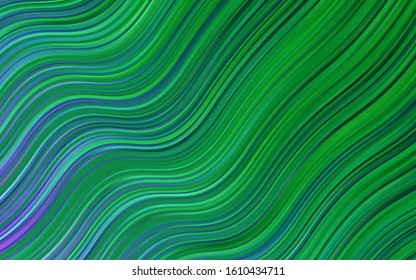 Light Pink, Green vector background with bent lines. Shining illustration, which consist of blurred lines, circles. New composition for your brand book.