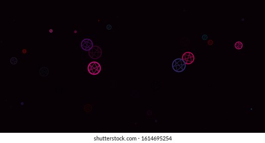 Light Pink, Green vector background with occult symbols. Abstract illustration with gothic gradient shapes. Background for esoteric, mystic designs.