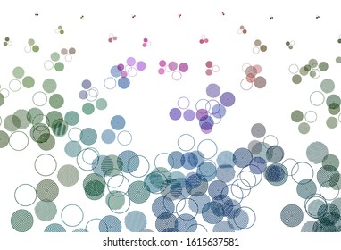 Light Pink, Green vector background with spots. Beautiful colored illustration with blurred circles in nature style. Design for your business advert.