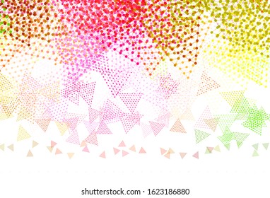 Light Pink, Green vector background with polygonal style with circles. Beautiful illustration with circles, triangles in nature style. Best design for poster, banner.