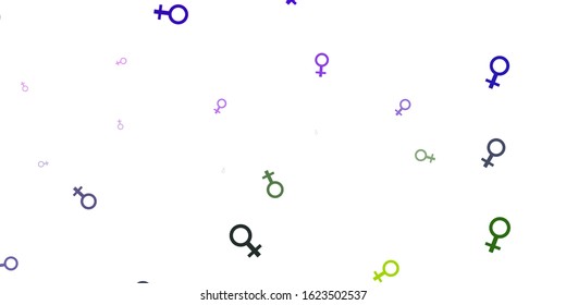 Light Pink, Green vector background with woman symbols. Colorful illustration with gradient feminism shapes. Elegant design for wallpapers.