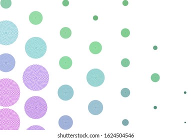 Light Pink, Green vector background with bubbles. Abstract illustration with colored bubbles in nature style. New template for your brand book.