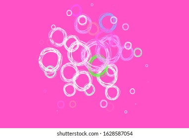 Light Pink, Green vector background with spots. Blurred decorative design in abstract style with bubbles. Pattern for textures of wallpapers.