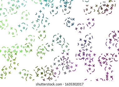 Light Pink, Green vector background with math elements. Modern geometrical illustration with numerals. Smart design for university advert.