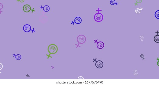 Light Pink, Green vector background with woman symbols. Colorful illustration with gradient feminism shapes. Elegant design for wallpapers.
