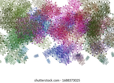 Light Pink, Green vector background with forms of artificial intelligence. Abstract illustration with links and dots of AI. Design for depiction of cyber innovations.