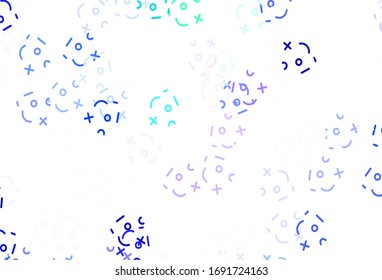Light Pink, Green vector background with arithmetic signs. Shining colorful illustration with isolated Digit signs. Pattern for posters, banners of math books.