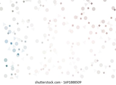 Color rosa claro, fondo vectorial verde con triángulos, círculos, cubos. Círculos, líneas, rhombus con gradiente colorido. Diseño inteligente para sus anuncios.