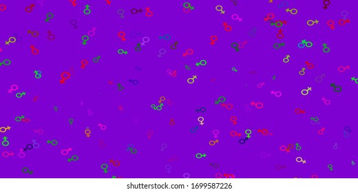 Light Pink, Green vector background with woman symbols. Colorful feminism symbols with a gradient in modern style. Background for ui designers.