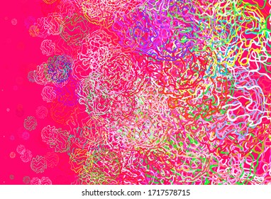 Light Pink, Green vector background with circles, curves. Illustration with set of shining colorful abstract circles, lines. New template for your brand book.