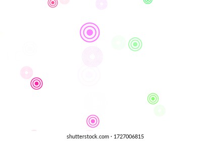 Light Pink, Green vector background with spots. Illustration with set of shining colorful abstract circles. Design for poster, banner of websites.