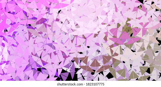 Light pink, green vector background with triangles. Web material illustration with colorful abstract triangles. Template for commercials.