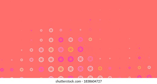 Light Pink, Green vector background with occult symbols. Abstract illustration with gothic gradient shapes. Background for esoteric, mystic designs.