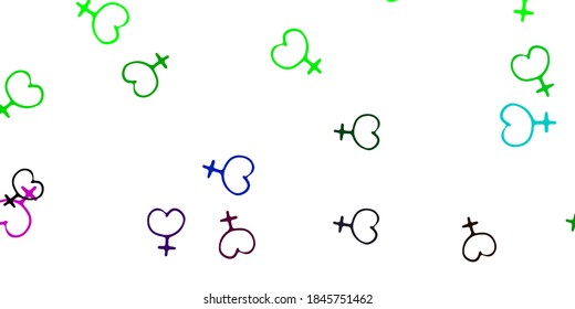 Light Pink, Green vector background with woman symbols. Colorful illustration with gradient feminism shapes. Simple design for your web site.