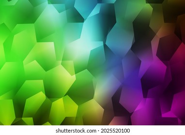 Hellrosa, grüner Vektorhintergrund mit einem Satz von Hexagons. Abstrakte Illustration mit bunten Hexagons. Muster für Ihre Anzeige, Broschüren.