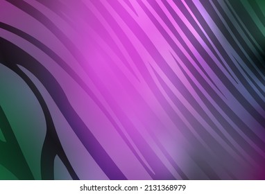Light Pink, Green vector background with wry lines. Brand new colorful illustration in curved style. A sample for your ideas.