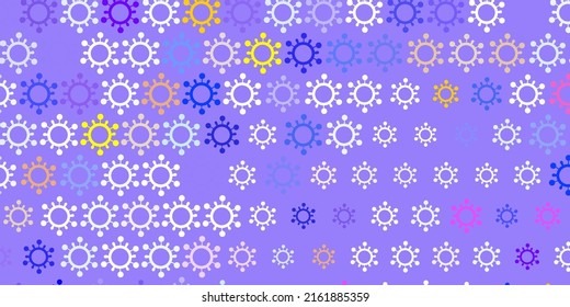 Light pink, green vector background with covid-19 symbols. Simple design in abstract style with infection forms. Wallpaper for health protection.