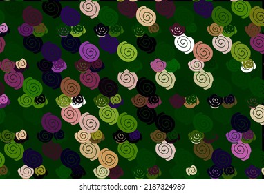 Color rosa claro, fondo vectorial verde con formas de lámpara. Ilustración de nuevo color en estilo de mármol con gradiente. Una plantilla completamente nueva para el diseño de su negocio.