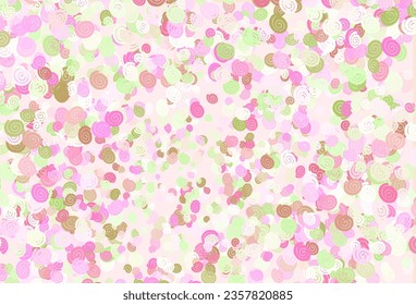 Light Pink, Green vector background with lamp shapes. A vague circumflex abstract illustration with gradient. Brand new design for your ads, poster, banner.