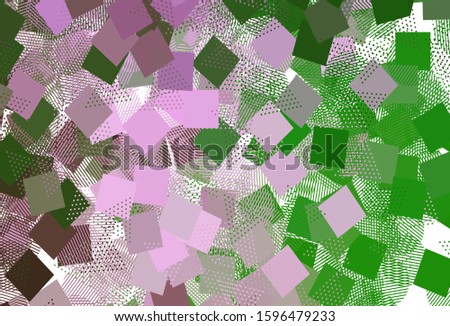 Light Pink, Green vector background with triangles, circles, cubes. Abstract gradient illustration with circles, triangles, cubes. Best design for poster, banner.