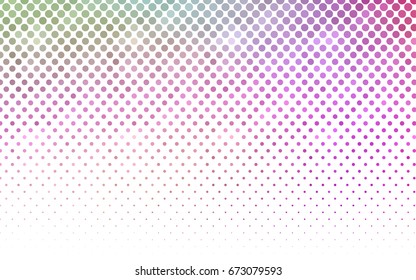 Light Pink, Green vector banner with circles, spheres. Abstract spots. Background of Art bubbles in halftone style with colored gradient.