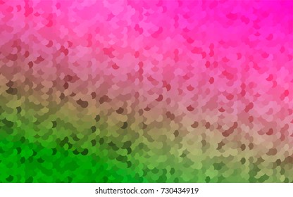 Light Pink, Green vector banner with circles, spheres. Abstract spots. Background of Art bubbles in halftone style with colored gradient.