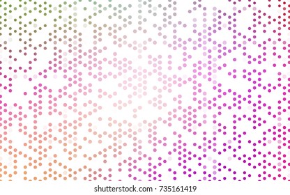 Light Pink, Green vector banner with circles, spheres. Abstract spots. Background of Art bubbles in halftone style with colored gradient.