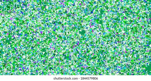 Light pink, green vector beautiful snowflakes backdrop with flowers. Smart geometrical abstract illustration with ice, snow. New year ad, booklets pattern.