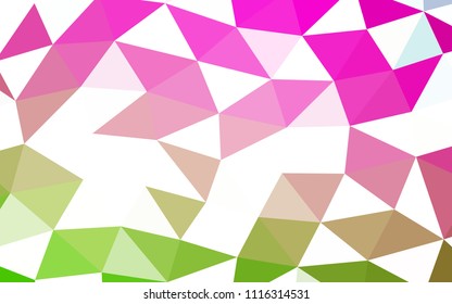 Light Pink, Green vector blurry hexagon blurry triangle. Geometric illustration in Origami style with gradient.  The polygonal design can be used for your web site.