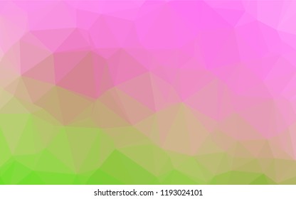 Light Pink, Green vector blurry hexagon template. Creative illustration in halftone style with gradient. A completely new template for your business design.
