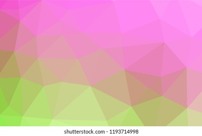 Light Pink, Green vector blurry hexagon template. Creative illustration in halftone style with gradient. The best triangular design for your business.