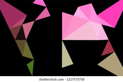 Light Pink, Green vector blurry hexagon pattern. Shining illustration, which consist of triangles. A new texture for your design.
