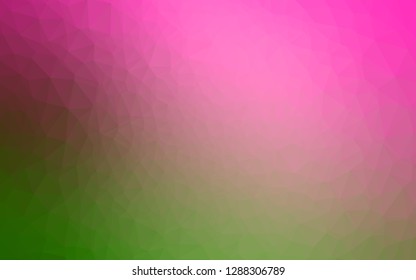 Light Pink, Green vector blurry triangle pattern. Shining illustration, which consist of triangles. Textured pattern for background.