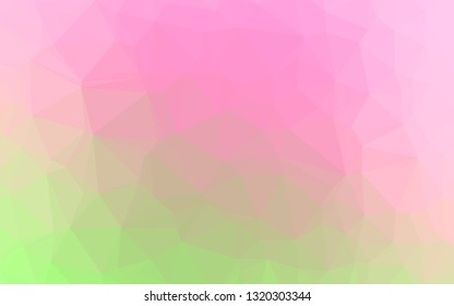 Light Pink, Green vector blurry triangle pattern. Colorful illustration in abstract style with gradient. The best triangular design for your business.