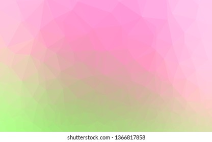 Light Pink, Green vector blurry triangle texture. Creative illustration in halftone style with gradient. Polygonal design for your web site.
