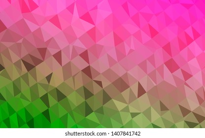 Light Pink, Green vector blurry triangle texture. Colorful illustration in abstract style with gradient. Triangular pattern for your business design.