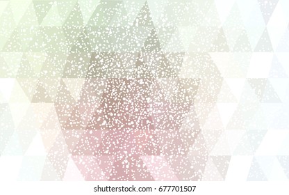 Light Pink, Green vector christmas postcard low polygon background. Illustration consisting of triangles. Abstract triangular polygonal origami or crystal design of New Year celebration.