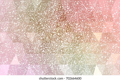 Light Pink, Green vector christmas polygon background. Low poly Illustration consisting of triangles with snowflakes. Texture background of New Year celebration.