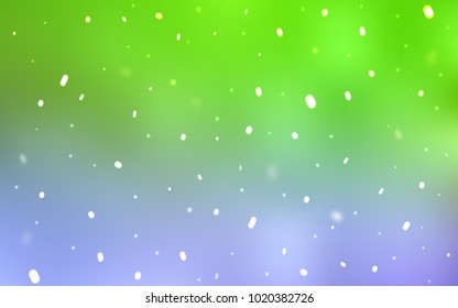 Light Pink, Green vector cover with beautiful snowflakes. Shining colored illustration with snow in christmas style. New year design for your ad, poster, banner.
