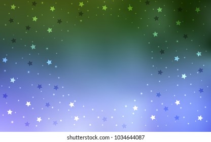 Light Pink, Green vector cover with small and big stars. Blurred decorative design in simple style with stars. The pattern can be used for wrapping gifts.