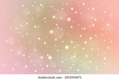 Light Pink, Green vector cover with beautiful snowflakes. Shining colored illustration with snow in christmas style. The template can be used as a new year background.