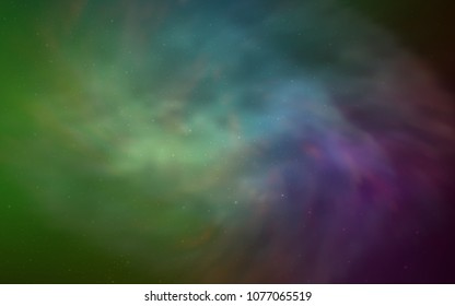 Light Pink, Green vector cover with astronomical stars. Glitter abstract illustration with colorful cosmic stars. Pattern for astrology websites.