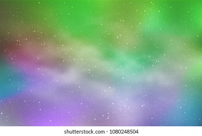 Light Pink, Green vector cover with astronomical stars. Shining colored illustration with bright astronomical stars. Pattern for astrology websites.