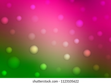 Light Pink, Green vector cover with spots. Abstract illustration with colored bubbles in nature style. The pattern can be used for aqua ad, booklets.