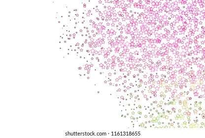 Light Pink, Green vector cover with small and big stars. Blurred decorative design in simple style with stars. Best design for your ad, poster, banner.
