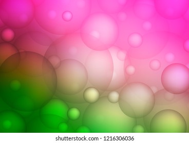Light Pink, Green vector cover with spots. Blurred decorative design in abstract style with bubbles. Beautiful design for your business natural advert.
