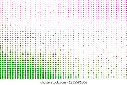 Light Pink, Green vector cover with spots. Blurred bubbles on abstract background with colorful gradient. Pattern of water, rain drops.